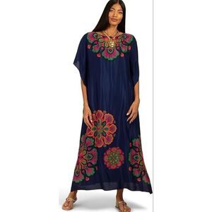TRINA TURK LONG DRESS/CAFTAN THEODORA BENGAL BLUE XL MAXI